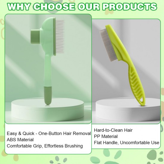 Self Cleaning Pet Flea Comb, Self-Cleaning Cat Comb, Fur Flash Brush, Flea Comb for Removing Pet Hair, Grooming Brush, Pet Combs from Dandruff or Lice Self Cleaning Pet Flea Comb, Self-Cleaning Cat Comb, Fur Flash Brush, Flea Comb for Removing Pet Hair, Grooming Brush, Pet Combs from Dandruff or Lice