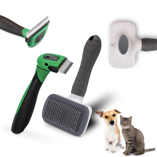 Set of 2 Dog Brushes/Cat Brushes, Perfect for Grooming & Claw Care, Undercoat Brush for Dogs, Cat Brush Long Hair, Ideal as Cat Accessories and Puppy Accessories Set of 2 Dog Brushes/Cat Brushes, Perfect for Grooming & Claw Care, Undercoat Brush for Dogs, Cat Brush Long Hair, Ideal as Cat Accessories and Puppy Accessories