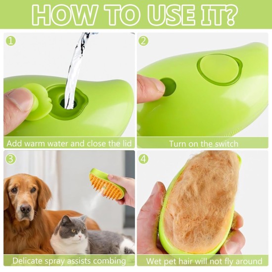 Steamy Cat Brush, 3-in-1 Cat Brush with Steam, Pet Brush, Self Cleaning Steamy Cat Brush, Self-Cleaning Steaming Cat Brush, Steam Brush, Cat Brush, for Cats, Dogs, Massage (B) Steamy Cat Brush, 3-in-1 Cat Brush with Steam, Pet Brush, Self Cleaning Steamy Cat Brush, Self-Cleaning Steaming Cat Brush, Steam Brush, Cat Brush, for Cats, Dogs, Massage (B)