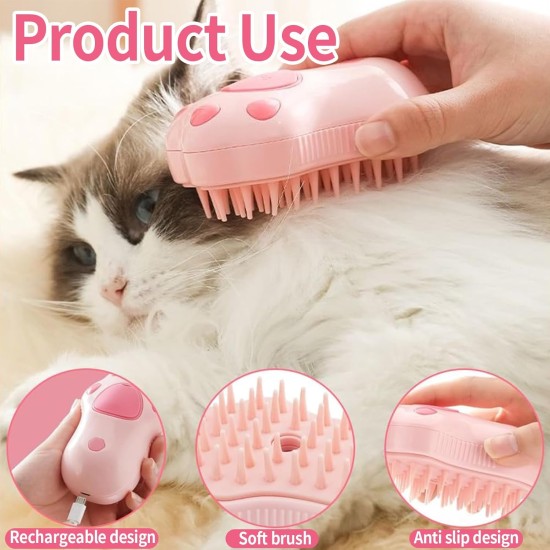 Steamy Cat Brush, 3-in-1 Cat Brush with Steam, Pet Brush, Self Cleaning Steamy Cat Brush, Self-Cleaning Steaming Cat Brush, Steam Brush, Cat Brush, for Cats, Dogs, Massage (B) Steamy Cat Brush, 3-in-1 Cat Brush with Steam, Pet Brush, Self Cleaning Steamy Cat Brush, Self-Cleaning Steaming Cat Brush, Steam Brush, Cat Brush, for Cats, Dogs, Massage (B)
