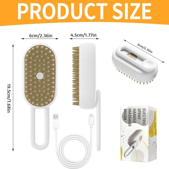 Steamy Cat Brush, 3-in-1 Cat Brush with Steam, Pet Brush, Self Cleaning Steamy Cat Brush, Self-Cleaning Steaming Cat Brush, Steam Brush, Cat Brush, for Cats, Dogs, Massage (B) Steamy Cat Brush, 3-in-1 Cat Brush with Steam, Pet Brush, Self Cleaning Steamy Cat Brush, Self-Cleaning Steaming Cat Brush, Steam Brush, Cat Brush, for Cats, Dogs, Massage (B)