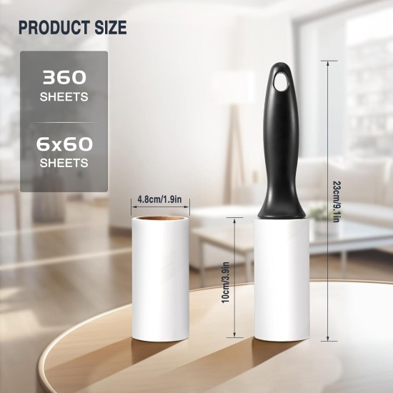 Vinabo Lint Roller, 6 Rolls with 60 Sheets Each + 1 Dispenser, Extra Sticky Portable Lint Remover, Lint Roller Pet Hair, Lint Roller for Dust, Hair, Cat Hair, Dog Hair Vinabo Lint Roller, 6 Rolls with 60 Sheets Each + 1 Dispenser, Extra Sticky Portable Lint Remover, Lint Roller Pet Hair, Lint Roller for Dust, Hair, Cat Hair, Dog Hair