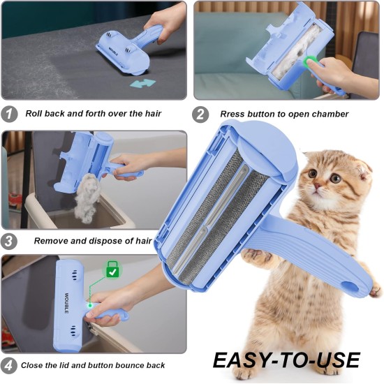 Wouble Cat Lint Roller, Dog Lint Roller, Pet Hair Remover, Lint Brush Pet Hair, for Removing Fur for Sofa, Bed, Carpet, Scratching Post, Clothes, Cat Bed, Dog Bed, Purple Wouble Cat Lint Roller, Dog Lint Roller, Pet Hair Remover, Lint Brush Pet Hair, for Removing Fur for Sofa, Bed, Carpet, Scratching Post, Clothes, Cat Bed, Dog Bed, Purple