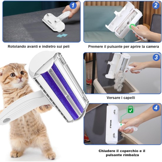 Wouble Cat Lint Roller, Dog Lint Roller, Pet Hair Remover, Lint Brush Pet Hair, for Removing Fur for Sofa, Bed, Carpet, Scratching Post, Clothes, Cat Bed, Dog Bed, Purple Wouble Cat Lint Roller, Dog Lint Roller, Pet Hair Remover, Lint Brush Pet Hair, for Removing Fur for Sofa, Bed, Carpet, Scratching Post, Clothes, Cat Bed, Dog Bed, Purple