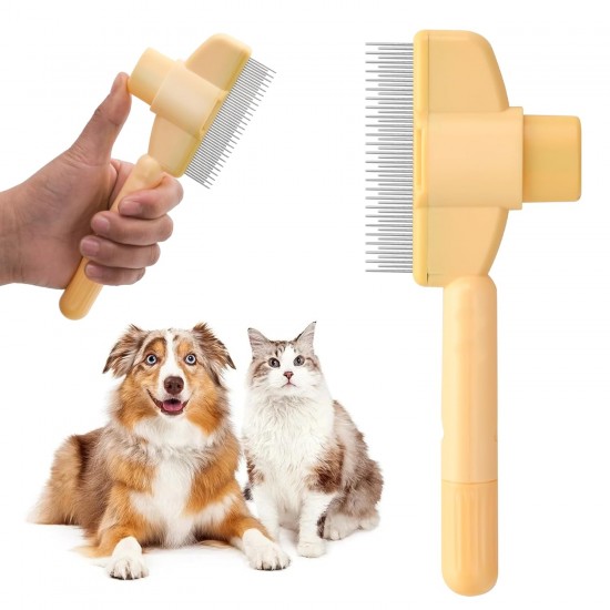 YAOZUP Cat Comb with Self-Cleaning Function, Stainless Steel Flea Comb for Dogs and Cats, Extra Long/Short Teeth for All Fur Types, Detangles Knots & Removes Fleas Gently (Green) YAOZUP Cat Comb with Self-Cleaning Function, Stainless Steel Flea Comb for Dogs and Cats, Extra Long/Short Teeth for All Fur Types, Detangles Knots & Removes Fleas Gently (Green)