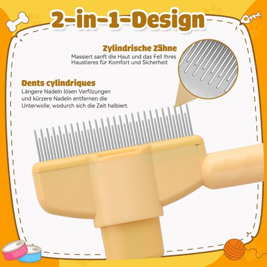 YAOZUP Cat Comb with Self-Cleaning Function, Stainless Steel Flea Comb for Dogs and Cats, Extra Long/Short Teeth for All Fur Types, Detangles Knots & Removes Fleas Gently (Green) YAOZUP Cat Comb with Self-Cleaning Function, Stainless Steel Flea Comb for Dogs and Cats, Extra Long/Short Teeth for All Fur Types, Detangles Knots & Removes Fleas Gently (Green)