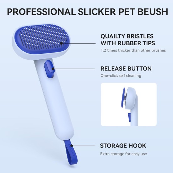 aumuca Cat Brush for Long or Short Haired Cats, Hair Brush for Shedding Cat Comb for Pets Removing Loose Fur and Massage, Blue aumuca Cat Brush for Long or Short Haired Cats, Hair Brush for Shedding Cat Comb for Pets Removing Loose Fur and Massage, Blue