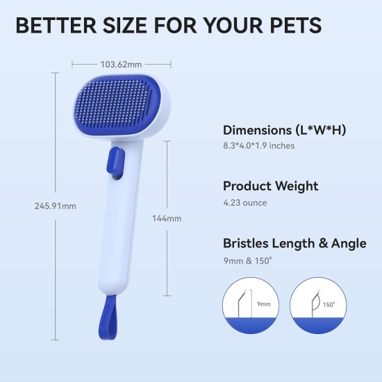 aumuca Cat Brush for Long or Short Haired Cats, Hair Brush for Shedding Cat Comb for Pets Removing Loose Fur and Massage, Blue aumuca Cat Brush for Long or Short Haired Cats, Hair Brush for Shedding Cat Comb for Pets Removing Loose Fur and Massage, Blue