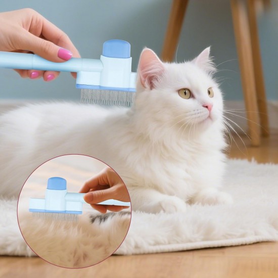 lasuroa Pack of 2 Self-Cleaning Cat and Dog Brushes, Stainless Steel Comb for Pet Hair Removal, Cat Brush, Flea Comb, Pet Hair Removal Tool for Long-Haired Cats and Dogs (Blue, Pink) lasuroa Pack of 2 Self-Cleaning Cat and Dog Brushes, Stainless Steel Comb for Pet Hair Removal, Cat Brush, Flea Comb, Pet Hair Removal Tool for Long-Haired Cats and Dogs (Blue, Pink)