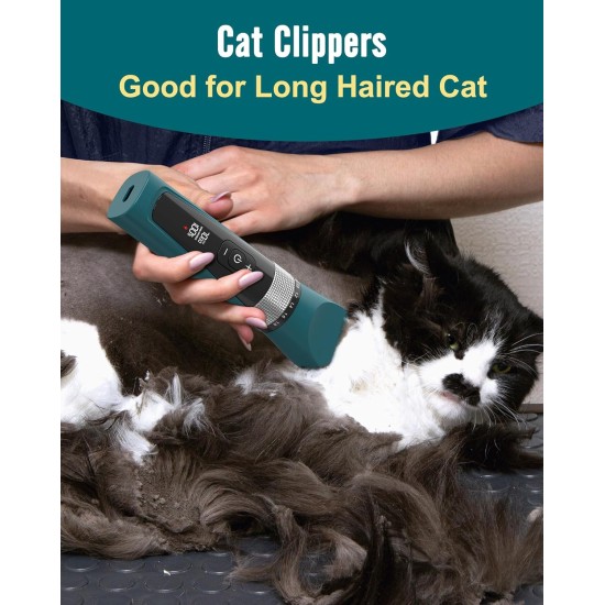 oneisall Cat Clipper, Quiet, Professional Hair Trimmer for Long Hair Cats, 5 Speeds Cat Shaver with LCD Display, IPX6 Waterproof, Easy to Clean (Green) oneisall Cat Clipper, Quiet, Professional Hair Trimmer for Long Hair Cats, 5 Speeds Cat Shaver with LCD Display, IPX6 Waterproof, Easy to Clean (Green)