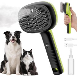pecute Cat Brush with Steam, Multifunctional Cat Steamy Brush, Cat Brush with Spray Roße Capacity Water Tank, Steam Brush Cat Massage Comb for Long Hair Dogs Cats, Cool Mist Only (Green)
