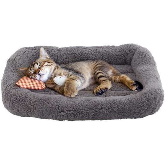 Enjoying Pet Bed 41 x 56 cm Cat Bed for Sleeping Puppies, Non-Slip Base, Square Cushion Enjoying Pet Bed 41 x 56 cm Cat Bed for Sleeping Puppies, Non-Slip Base, Square Cushion