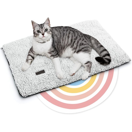Mora Pets Self-Heating Cat Blanket, Electric Blanket for Cats, Heat Blanket, Self-Warming Blanket, Cat Heating Mat, Silent Heat Cushion, Washable Cat Bed, Fluffy and Soft, 61 x 46 cm
