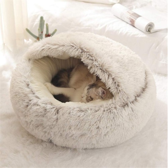 Nobrands Fluffy Cat Bed, Round, Soft Plush, Cave with Hood, Cat Bed, for Winter, Warm Sleeping Pillow, Non-Slip, Machine Washable for Cats and Puppies Nobrands Fluffy Cat Bed, Round, Soft Plush, Cave with Hood, Cat Bed, for Winter, Warm Sleeping Pillow, Non-Slip, Machine Washable for Cats and Puppies
