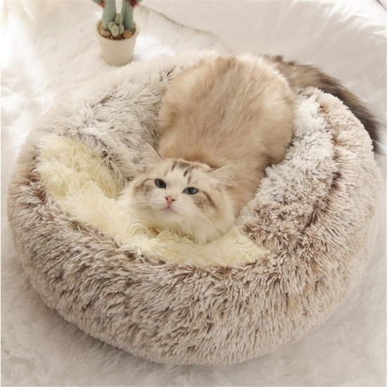 Nobrands Fluffy Cat Bed, Round, Soft Plush, Cave with Hood, Cat Bed, for Winter, Warm Sleeping Pillow, Non-Slip, Machine Washable for Cats and Puppies Nobrands Fluffy Cat Bed, Round, Soft Plush, Cave with Hood, Cat Bed, for Winter, Warm Sleeping Pillow, Non-Slip, Machine Washable for Cats and Puppies