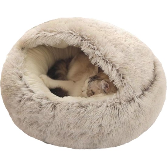 Nobrands Fluffy Cat Bed, Round, Soft Plush, Cave with Hood, Cat Bed, for Winter, Warm Sleeping Pillow, Non-Slip, Machine Washable for Cats and Puppies Nobrands Fluffy Cat Bed, Round, Soft Plush, Cave with Hood, Cat Bed, for Winter, Warm Sleeping Pillow, Non-Slip, Machine Washable for Cats and Puppies