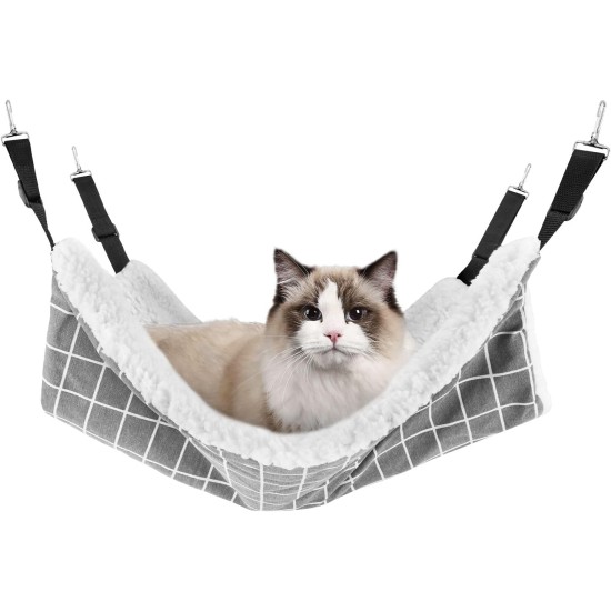 SAN LIKE Cat Hammock, Warm Small Animal Bed, Cat Hammock with Adjustable Straps for Cats, Small Dogs, Rabbits or Other Pets, 58 x 48 cm