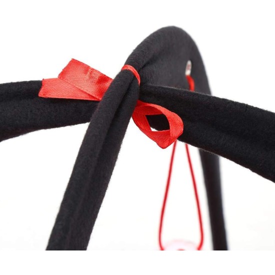 Souong Cat Activity Centre Cotton Activity Centre Mat with 4 Hanging Toys Cat Bed Roll Up Reach Cat 60 x 60 x 34 cm Red Black Souong Cat Activity Centre Cotton Activity Centre Mat with 4 Hanging Toys Cat Bed Roll Up Reach Cat 60 x 60 x 34 cm Red Black
