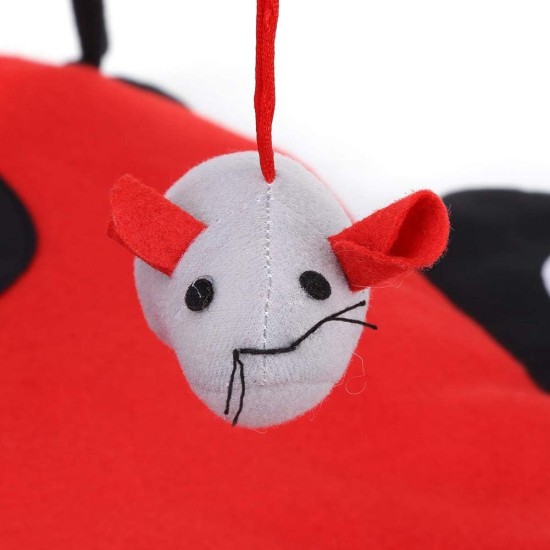 Souong Cat Activity Centre Cotton Activity Centre Mat with 4 Hanging Toys Cat Bed Roll Up Reach Cat 60 x 60 x 34 cm Red Black Souong Cat Activity Centre Cotton Activity Centre Mat with 4 Hanging Toys Cat Bed Roll Up Reach Cat 60 x 60 x 34 cm Red Black