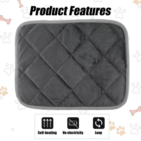 lasuroa Pack of 2 Self-Warming Mat, 40 x 50 cm, Self-Heating Blanket, Heat Reflective Soft Layer, Warm Cat Bed Mat, Non-Slip Cat Thermal Pads for Cats, Puppies, Rabbits in Winter (Grey) lasuroa Pack of 2 Self-Warming Mat, 40 x 50 cm, Self-Heating Blanket, Heat Reflective Soft Layer, Warm Cat Bed Mat, Non-Slip Cat Thermal Pads for Cats, Puppies, Rabbits in Winter (Grey)
