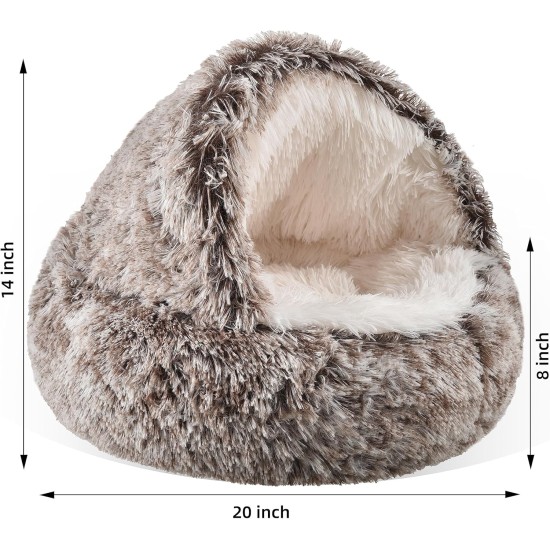 storchenbeck Cat Bed Round Plush Fluffy Hood Soothing Cat Bed Cave for Dogs and Cats, Washable, Non-Slip Waterproof Base, 20 Inches, Coffee storchenbeck Cat Bed Round Plush Fluffy Hood Soothing Cat Bed Cave for Dogs and Cats, Washable, Non-Slip Waterproof Base, 20 Inches, Coffee