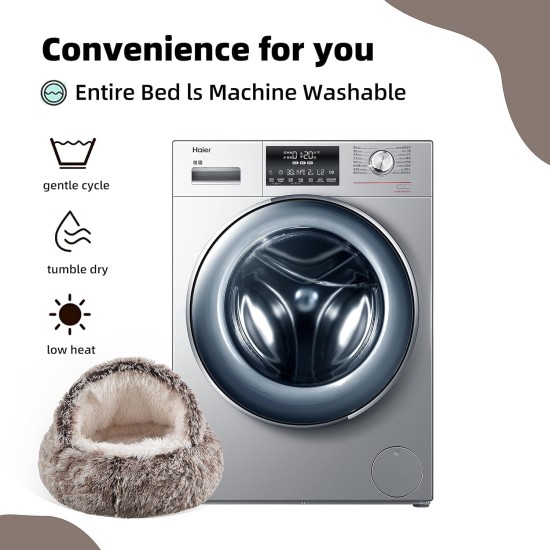 storchenbeck Cat Bed Round Plush Fluffy Hood Soothing Cat Bed Cave for Dogs and Cats, Washable, Non-Slip Waterproof Base, 20 Inches, Coffee storchenbeck Cat Bed Round Plush Fluffy Hood Soothing Cat Bed Cave for Dogs and Cats, Washable, Non-Slip Waterproof Base, 20 Inches, Coffee
