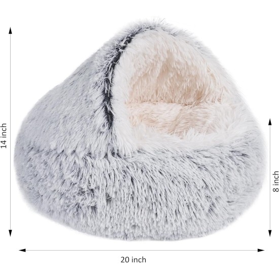 storchenbeck Cat Bed Round Plush Fluffy Hood Soothing Cat Bed Cave for Dogs and Cats, Washable, Non-Slip Waterproof Base, 20 Inches, Coffee storchenbeck Cat Bed Round Plush Fluffy Hood Soothing Cat Bed Cave for Dogs and Cats, Washable, Non-Slip Waterproof Base, 20 Inches, Coffee