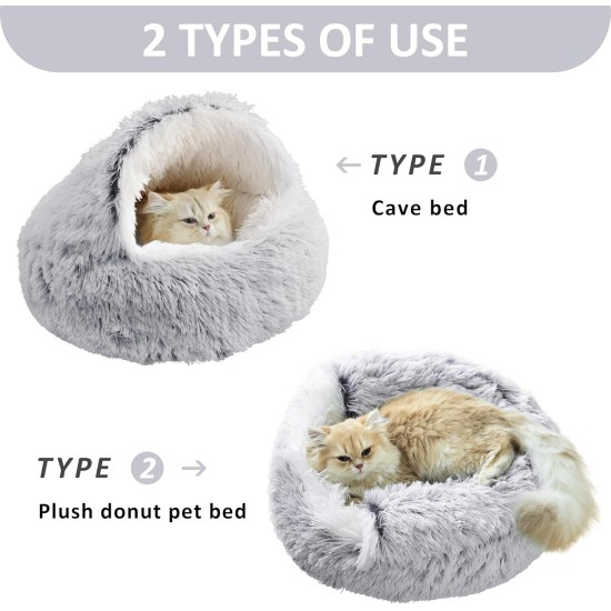 storchenbeck Cat Bed Round Plush Fluffy Hood Soothing Cat Bed Cave for Dogs and Cats, Washable, Non-Slip Waterproof Base, 20 Inches, Coffee storchenbeck Cat Bed Round Plush Fluffy Hood Soothing Cat Bed Cave for Dogs and Cats, Washable, Non-Slip Waterproof Base, 20 Inches, Coffee