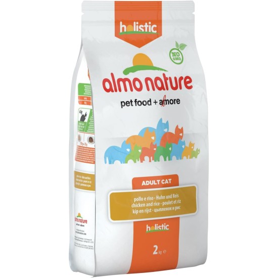 Almo Nature Holistic Adult Cat Maintenance mit Frischem Huhn und Reis Trockenfutter für Katzen aller Rassen 2Kg Almo Nature Holistic Adult Cat Maintenance mit Frischem Huhn und Reis Trockenfutter für Katzen aller Rassen 2Kg