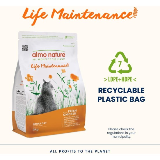 Almo Nature Holistic Adult Cat Maintenance mit Frischem Huhn und Reis Trockenfutter für Katzen aller Rassen 2Kg Almo Nature Holistic Adult Cat Maintenance mit Frischem Huhn und Reis Trockenfutter für Katzen aller Rassen 2Kg