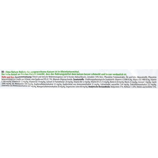 Almo Nature Holistic Adult Cat Maintenance mit Frischem Huhn und Reis Trockenfutter für Katzen aller Rassen 2Kg Almo Nature Holistic Adult Cat Maintenance mit Frischem Huhn und Reis Trockenfutter für Katzen aller Rassen 2Kg