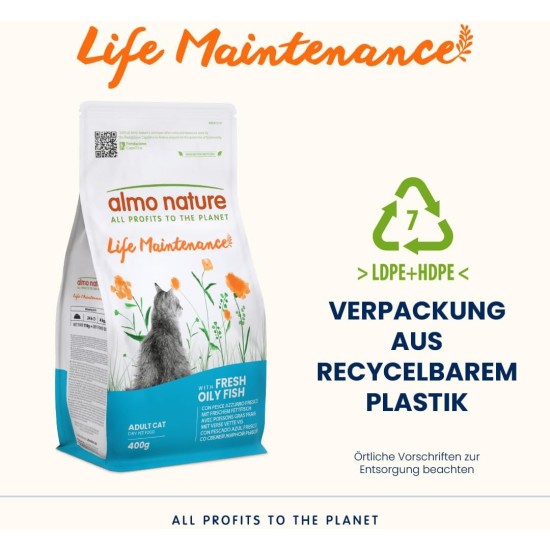 Almo Nature Holistic Maintenance Complete Adult Cat Dry Food with Fresh Oily Fish - 400g Almo Nature Holistic Maintenance Complete Adult Cat Dry Food with Fresh Oily Fish - 400g