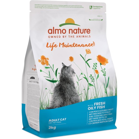 Almo Nature Holistic Maintenance Complete Adult Cat Dry Food with Fresh Oily Fish- 2 Kg