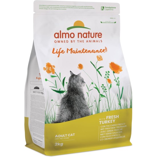 Almo Nature Life Maintenance Dry Adult Cat Food with Fresh Turkey - 2kg Bag Almo Nature Life Maintenance Dry Adult Cat Food with Fresh Turkey - 2kg Bag