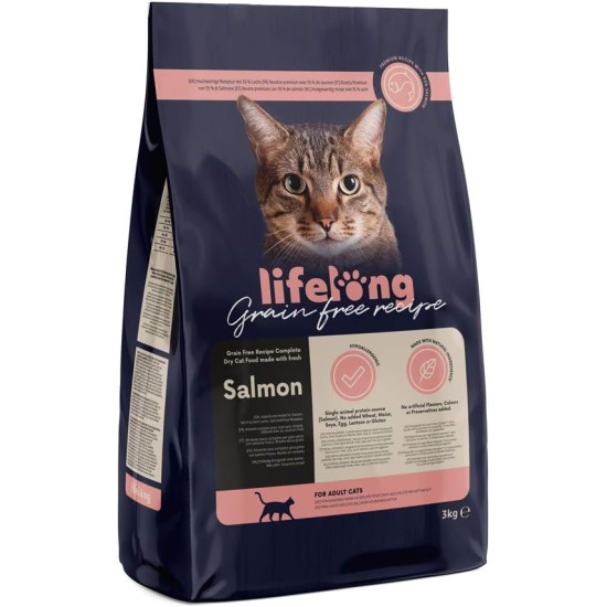 Amazon Brand - Lifelong - Cat Food for Adult Cats, Fine Prepared Dry Food with Fresh Chicken, Grain-Free Formula, 3 kg (1-Pack) Amazon Brand - Lifelong - Cat Food for Adult Cats, Fine Prepared Dry Food with Fresh Chicken, Grain-Free Formula, 3 kg (1-Pack)