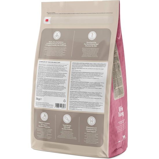 Amazon Brand - Lifelong - Complete Dry Cat Food with Salmon and Rice 3 kg Amazon Brand - Lifelong - Complete Dry Cat Food with Salmon and Rice 3 kg