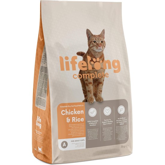 Amazon Brand - Lifelong - Complete Dry Cat Food with Salmon and Rice 3 kg Amazon Brand - Lifelong - Complete Dry Cat Food with Salmon and Rice 3 kg
