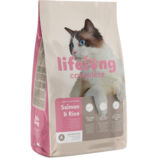 Amazon Brand - Lifelong - Complete Dry Cat Food with Salmon and Rice 3 kg Amazon Brand - Lifelong - Complete Dry Cat Food with Salmon and Rice 3 kg