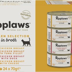 Applaws 100% Natural Premium Wet Food for Cats, Chicken Selection Multipack in Broth - Pack of 24 x 70g Cans Applaws 100% Natural Premium Wet Food for Cats, Chicken Selection Multipack in Broth - Pack of 24 x 70g Cans