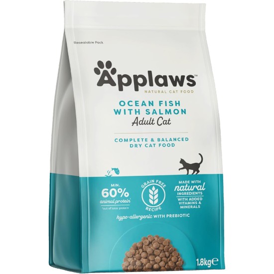 Applaws Adult Dry Cat Food, Chicken with Extra Salmon, Grain-Free and Complete, 2 kg (1 Pack) Applaws Adult Dry Cat Food, Chicken with Extra Salmon, Grain-Free and Complete, 2 kg (1 Pack)