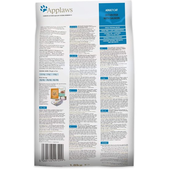 Applaws Adult Dry Cat Food, Chicken with Extra Salmon, Grain-Free and Complete, 2 kg (1 Pack) Applaws Adult Dry Cat Food, Chicken with Extra Salmon, Grain-Free and Complete, 2 kg (1 Pack)