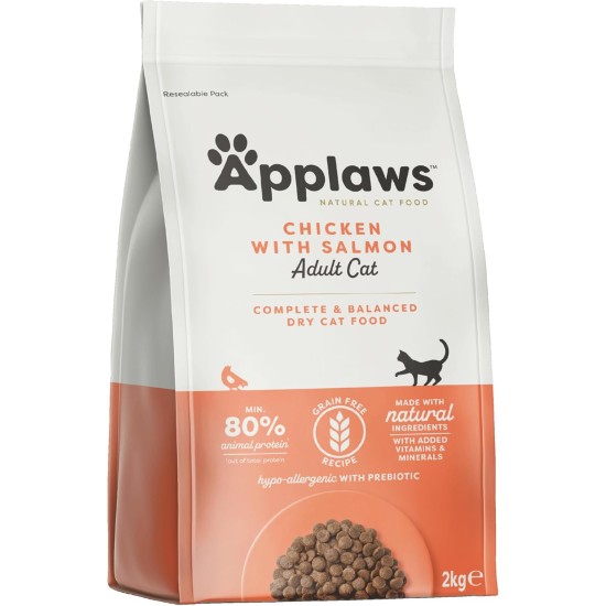 Applaws Adult Dry Cat Food, Chicken with Extra Salmon, Grain-Free and Complete, 2 kg (1 Pack) Applaws Adult Dry Cat Food, Chicken with Extra Salmon, Grain-Free and Complete, 2 kg (1 Pack)