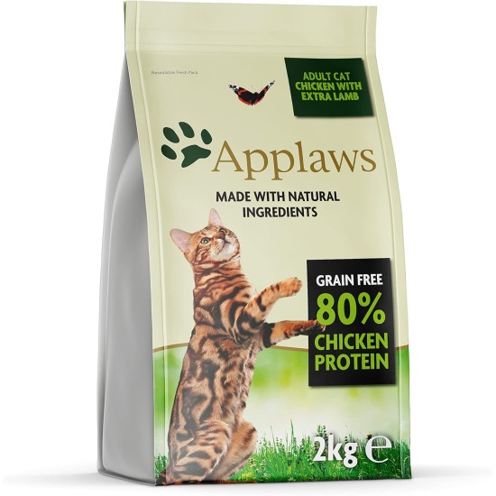 Applaws Complete and Grain Free Natural Dry Cat Food, Chicken with Lamb for Adult Cats, 2 kg Applaws Complete and Grain Free Natural Dry Cat Food, Chicken with Lamb for Adult Cats, 2 kg