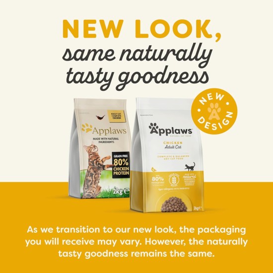 Applaws Completely Natural Grain-Free Chicken Flavour Cat Dry Food for Adult Cats - 2 kg Resealable Bag Applaws Completely Natural Grain-Free Chicken Flavour Cat Dry Food for Adult Cats - 2 kg Resealable Bag