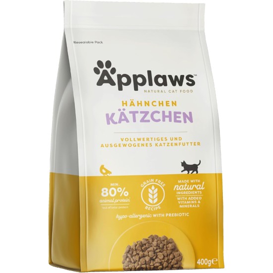 Applaws Kitten Dry Food with Chicken, Complete and Grain-Free for Young Cats Aged 1-14 Months (400 g Pack) Applaws Kitten Dry Food with Chicken, Complete and Grain-Free for Young Cats Aged 1-14 Months (400 g Pack)