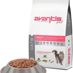 Avantis Pet Cats Feed for Adult Cats, All Types of Breeds, 2 kg, Easily Digestible with Fish, Chicken and Grains, 100% Complete and Balanced Dry Food