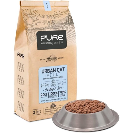 Avantis Pure Urban Cat Food for Adults with Sensitive Signs, All Types of Lawn, 2 kg, with Peacock and Rice, Dry Food for Cats with Digital Problems Avantis Pure Urban Cat Food for Adults with Sensitive Signs, All Types of Lawn, 2 kg, with Peacock and Rice, Dry Food for Cats with Digital Problems