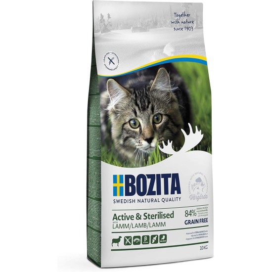 Bozita Active & Sterilised Cat Dry Food with Lamb - 10kg - Grain-Free Cat Food for Sterilized, Active Cats - 33% Protein, 20% Fat - No Sugar & GMO Free Bozita Active & Sterilised Cat Dry Food with Lamb - 10kg - Grain-Free Cat Food for Sterilized, Active Cats - 33% Protein, 20% Fat - No Sugar & GMO Free