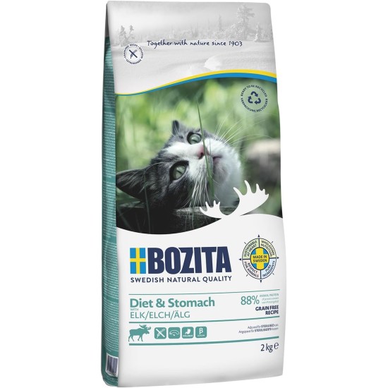 Bozita Diet & Stomach Cat Dry Food with Elk - 2 kg - Grain-Free Dry Food for Sensitive Adult Cats - 34% Protein, 10% Fat - No Sugar & GMO - Easily Digestible Bozita Diet & Stomach Cat Dry Food with Elk - 2 kg - Grain-Free Dry Food for Sensitive Adult Cats - 34% Protein, 10% Fat - No Sugar & GMO - Easily Digestible