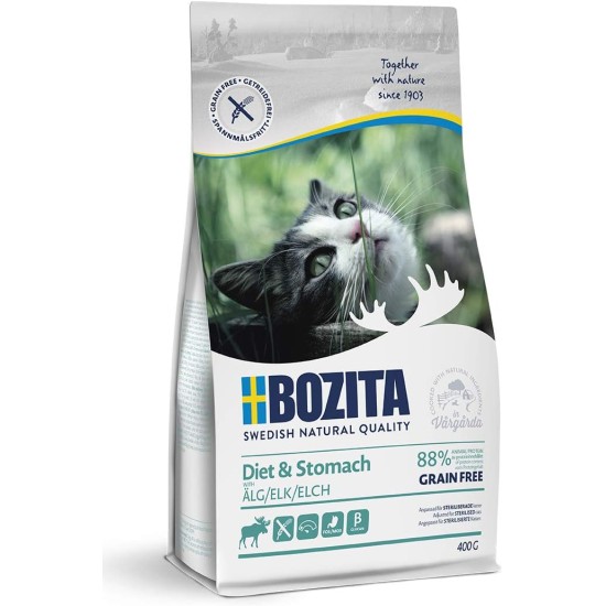 Bozita Diet & Stomach Cat Dry Food with Elk - 2 kg - Grain-Free Dry Food for Sensitive Adult Cats - 34% Protein, 10% Fat - No Sugar & GMO - Easily Digestible Bozita Diet & Stomach Cat Dry Food with Elk - 2 kg - Grain-Free Dry Food for Sensitive Adult Cats - 34% Protein, 10% Fat - No Sugar & GMO - Easily Digestible